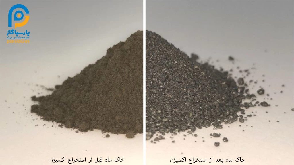 خاک ماه قبل و بعد از استخراج اکسیژن