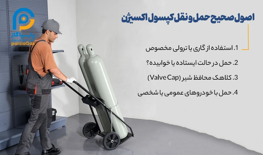 اصول صحیح حمل و نقل کپسول اکسیژن